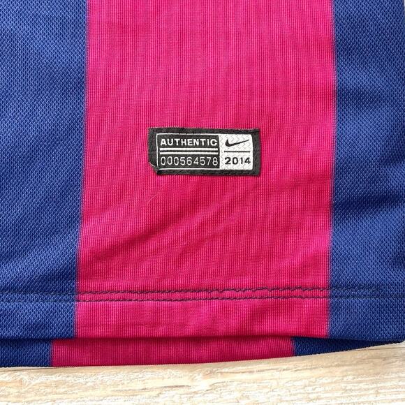 2014 2015 Nike Long Sleeve Barcelona Messi Home Football Jersey | Medium - Picture 3 of 10